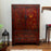 Red and Gold Armoire with Drawers